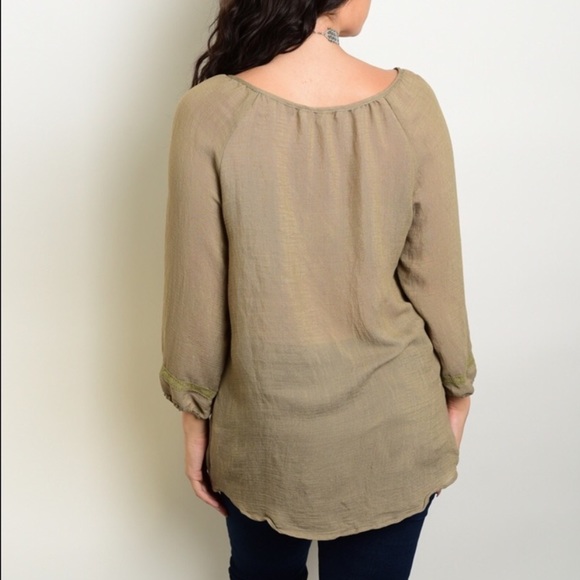 NEW Peasant Style Top Blouse Crochet Plus Size - Picture 3 of 4